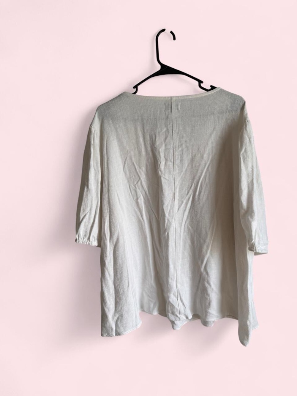 Wonderly White Peasant Blouse with Tassel Tie - Picture 3 of 3